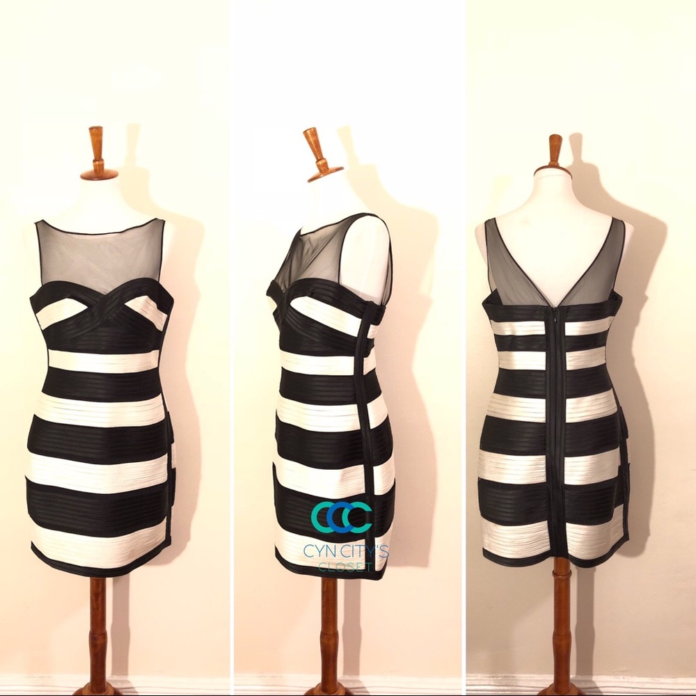 BCBGMaxAzria black and white cocktail dress